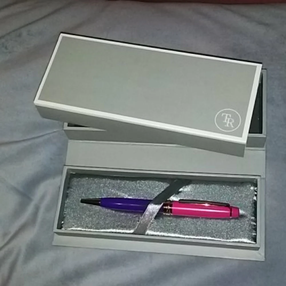 Ballpoint Metal Pen Purple Pink Gold with Gift Box Writing Journaling Refillable
